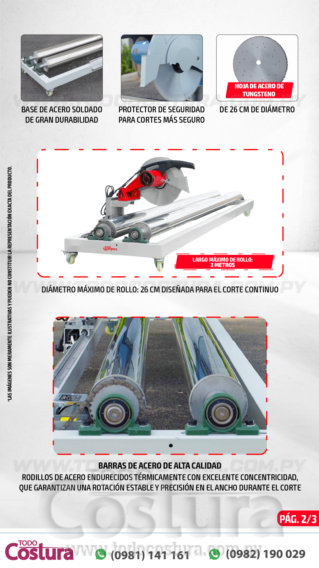 CORTADORA DE ROLLO (26CM DIAMETRO - 3 METROS) WILLPEX SR-JQ